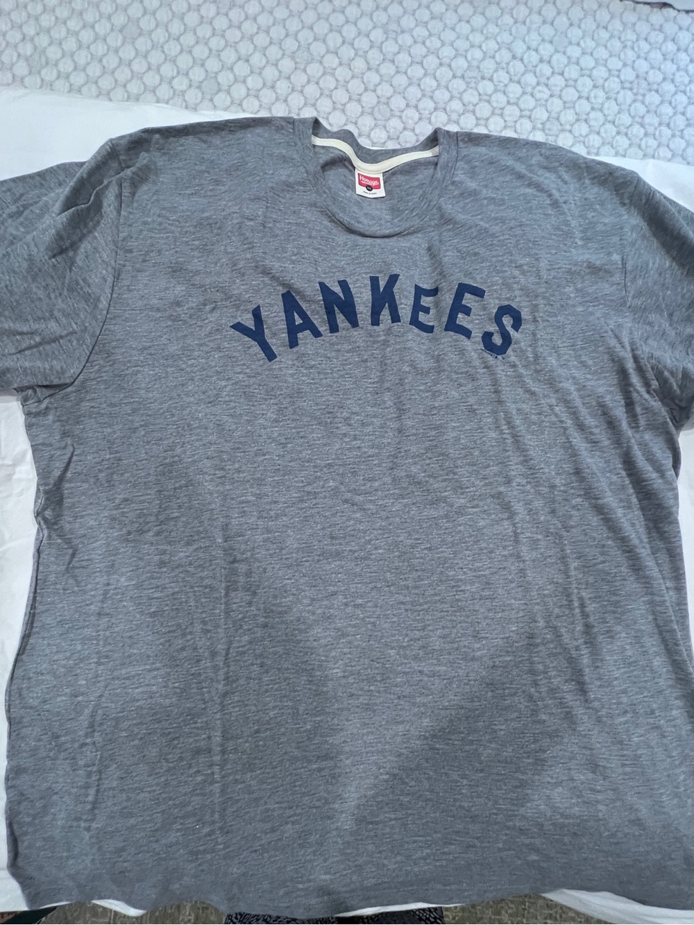 HOMAGE Grey Yankees Short-Sleeve Crewneck Tee with Navy Logo